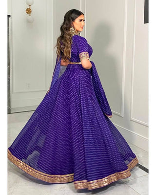 Purple Graceful Georgette Printed Lehenga Set with Zari Thread Detailing Clothsvilla