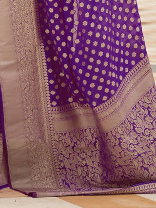 Purple Graceful Georgette Saree with Unstitched Blouse Piece ClothsVilla