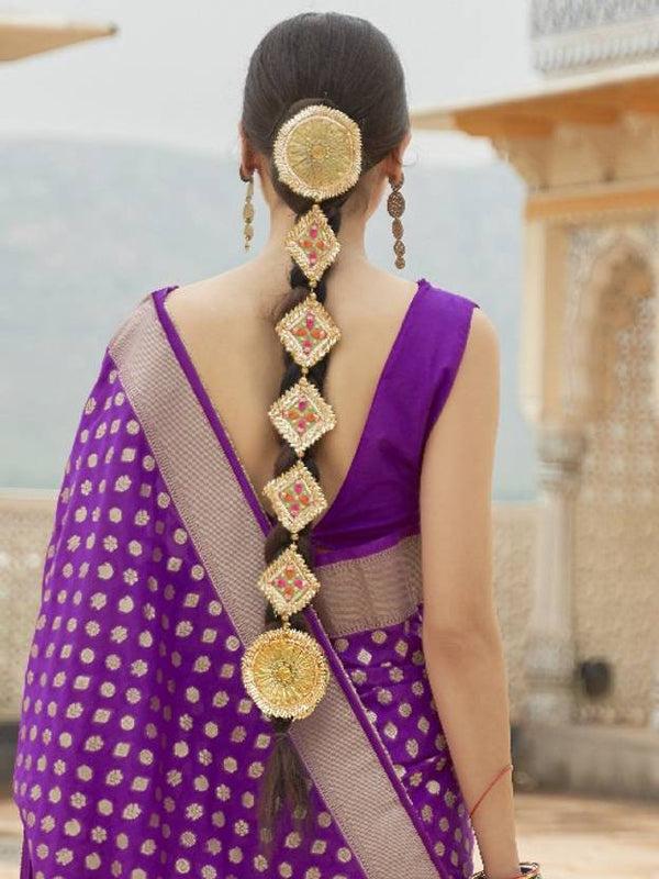 Purple Graceful Georgette Saree with Unstitched Blouse Piece ClothsVilla
