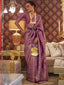 Purple Graceful Kanjivaram Silk Blend Saree – Woven Design ClothsVilla