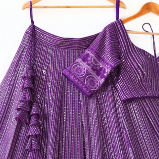 Purple Graceful Soft Georgette Lehenga with Unstitched Blouse Fabric ClothsVilla