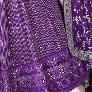 Purple Graceful Soft Georgette Lehenga with Unstitched Blouse Fabric ClothsVilla