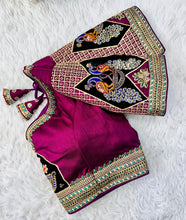 Load image into Gallery viewer, Purple Handcrafted Sequined Blouse in Dilkush Silk ClothsVilla