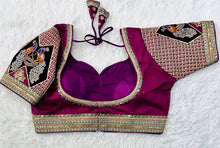 Load image into Gallery viewer, Purple Handcrafted Sequined Blouse in Dilkush Silk ClothsVilla