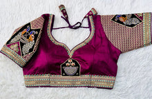 Load image into Gallery viewer, Purple Handcrafted Sequined Blouse in Dilkush Silk ClothsVilla