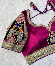 Load image into Gallery viewer, Purple Handcrafted Sequined Blouse in Dilkush Silk ClothsVilla