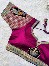 Load image into Gallery viewer, Purple Handcrafted Sequined Blouse in Dilkush Silk ClothsVilla