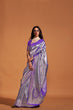 Load image into Gallery viewer, Purple Handwoven Kanjivaram Silk Saree with Blouse Piece Clothsvilla