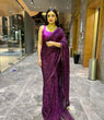 Load image into Gallery viewer, Purple Heart-Captivating Georgette Saree with Sequins and Dori Border ClothsVilla