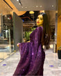 Load image into Gallery viewer, Purple Heart-Captivating Georgette Saree with Sequins and Dori Border ClothsVilla