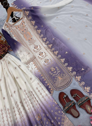 Purple Heavy Embroidered Palazzo Suit Set ClothsVilla