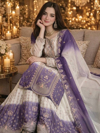 Purple Heavy Embroidered Palazzo Suit Set ClothsVilla