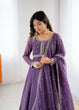 Load image into Gallery viewer, Purple Heavy Pure Crunchy Silk Embroidered Anarkali Gown Set with 4-Meter Flair &amp; Fancy Dupatta ClothsVilla
