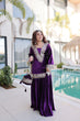 Load image into Gallery viewer, Purple Ice Velvet Zari &amp; Real Mirror Embroidered Kurta Palazzo Set with Bell Sleeves &amp; Matching Batwa – Fully Stitched Festive &amp; Party Wear ClothsVilla