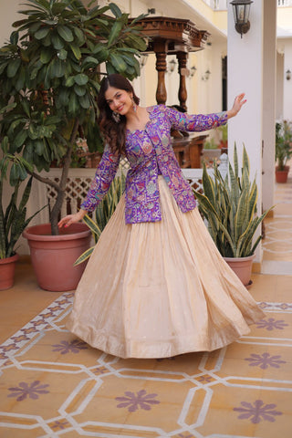 Purple Jacquard Lehenga Choli Set ClothsVilla