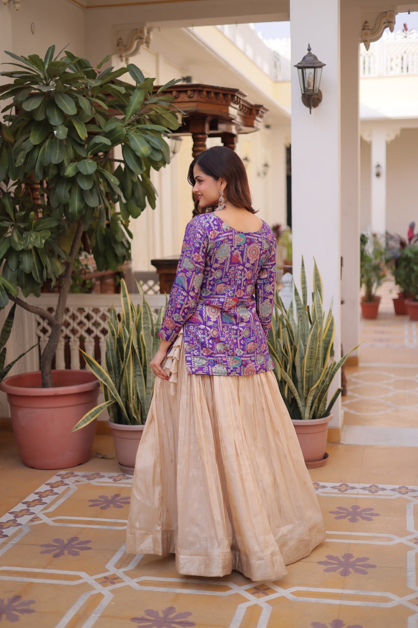 Purple Jacquard Lehenga Choli Set ClothsVilla