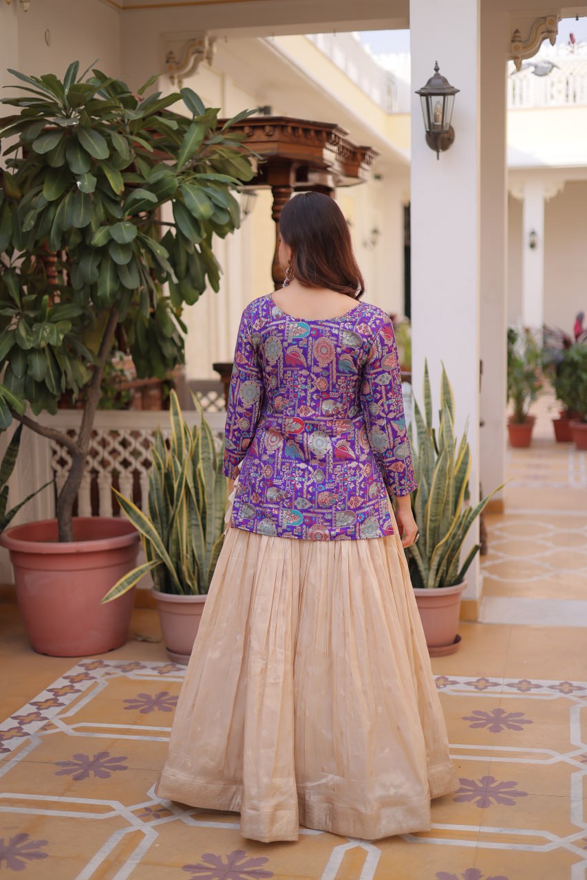 Purple Jacquard Lehenga Choli Set ClothsVilla