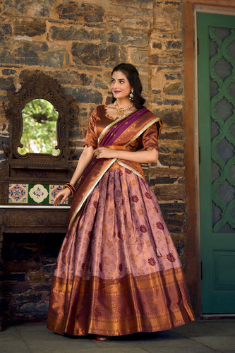 Purple Jacquard Silk Lehenga Choli Set with Zari Work ClothsVilla