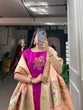 Load image into Gallery viewer, Purple Jacquard Silk Stitched Gown ClothsVilla