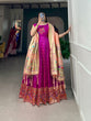 Load image into Gallery viewer, Purple Jacquard Silk Stitched Gown ClothsVilla