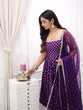 Load image into Gallery viewer, Purple Jacquard Silk Suit Set with Weaving Work &amp; Sequins Dupatta Ready To Wear ClothsVilla