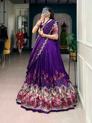 Purple Kalamkari Print Lehenga Set Clothsvilla