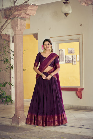 Purple Kalamkari Print Lehenga Set Clothsvilla