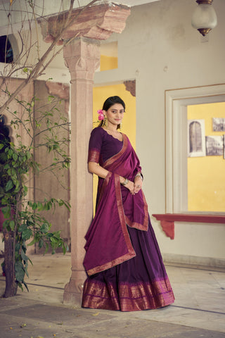 Purple Kalamkari Print Lehenga Set Clothsvilla