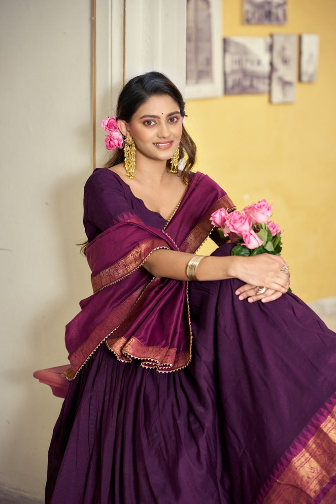 Purple Kalamkari Print Lehenga Set Clothsvilla