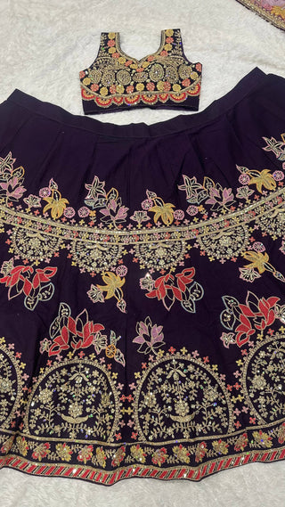 Purple Kasturi Silk Multi-Thread Lehenga Set Clothsvilla