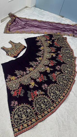 Purple Kasturi Silk Multi-Thread Lehenga Set Clothsvilla