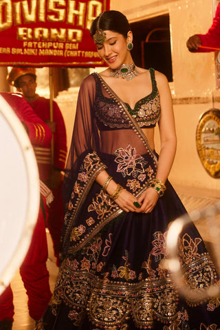 Purple Kasturi Silk Multi-Thread Lehenga Set Clothsvilla