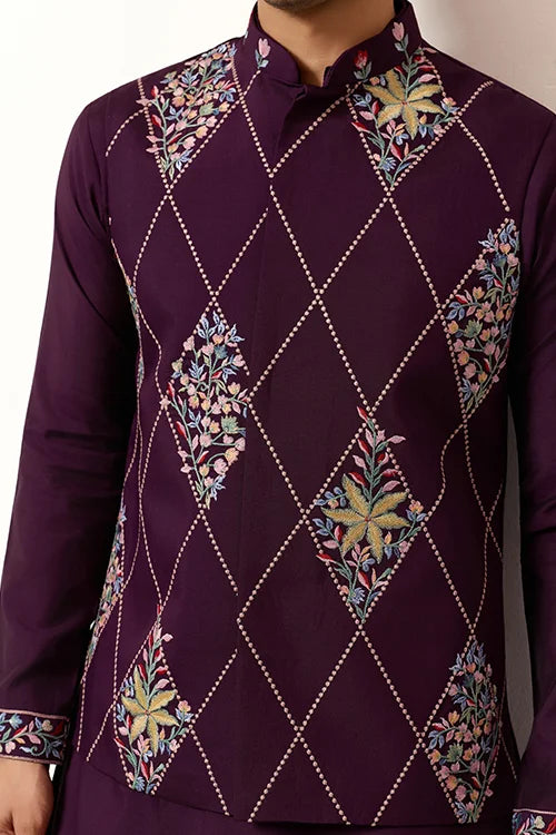 Premium Purple Koti Kurta Pajama for Wedding Wear Clothsvilla