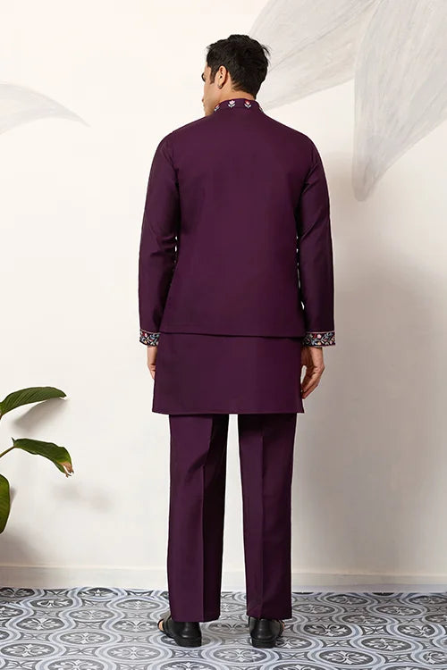 Premium Purple Koti Kurta Pajama for Wedding Wear Clothsvilla