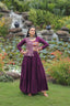 Purple Kutchi Gamthi Embroidered Rayon Frill Gown – 14 Kg Rayon, 12 Meter Flair, Fully Stitched with Cotton Lining ClothsVilla