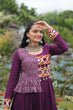 Load image into Gallery viewer, Purple Kutchi Gamthi Embroidered Rayon Frill Gown – 14 Kg Rayon, 12 Meter Flair, Fully Stitched with Cotton Lining ClothsVilla