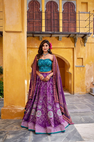 Purple Lehenga Choli with Gotta Patti Lace ClothsVilla