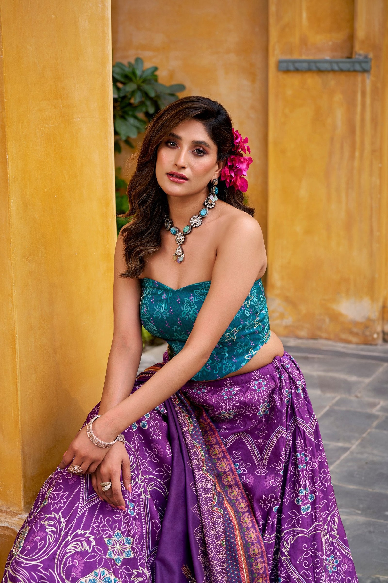 Purple Lehenga Choli with Gotta Patti Lace ClothsVilla