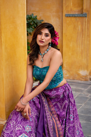 Purple Lehenga Choli with Gotta Patti Lace ClothsVilla