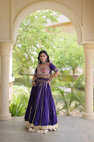 Purple Lehenga Choli with Real Mirror work ClothsVilla