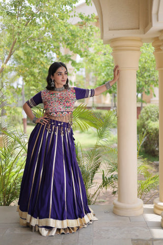 Purple Lehenga Choli with Real Mirror work ClothsVilla