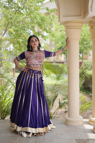 Purple Lehenga Choli with Real Mirror work ClothsVilla