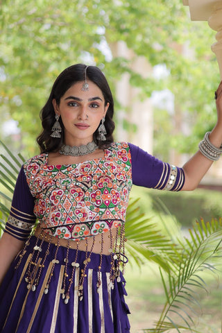 Purple Lehenga Choli with Real Mirror work ClothsVilla