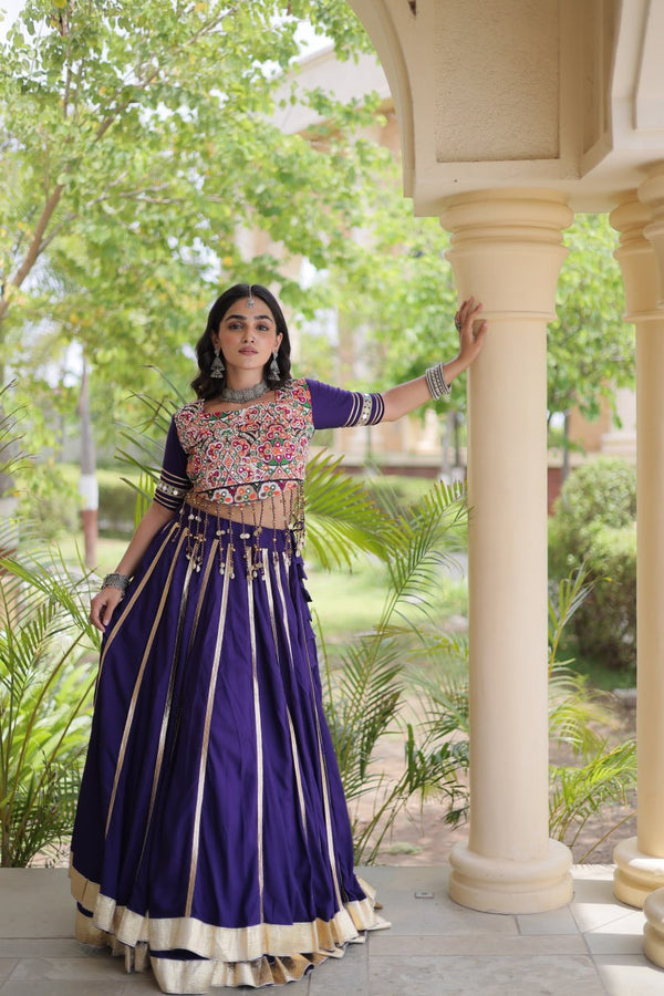 Purple Lehenga Choli with Real Mirror work ClothsVilla