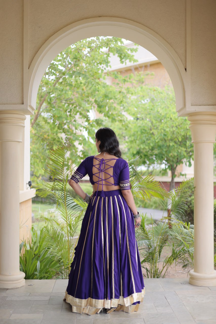 Purple Lehenga Choli with Real Mirror work ClothsVilla