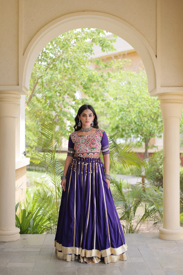 Purple Lehenga Choli with Real Mirror work ClothsVilla