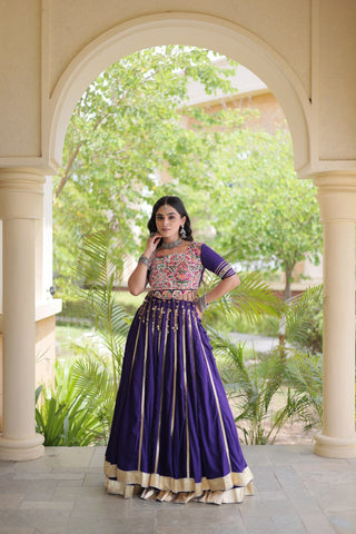 Purple Lehenga Choli with Real Mirror work ClothsVilla
