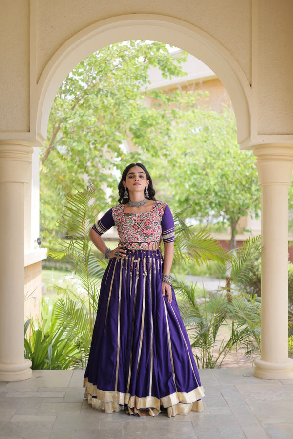 Purple Lehenga Choli with Real Mirror work ClothsVilla