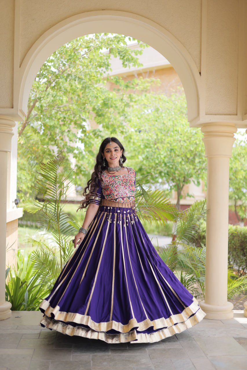 Purple Lehenga Choli with Real Mirror work ClothsVilla