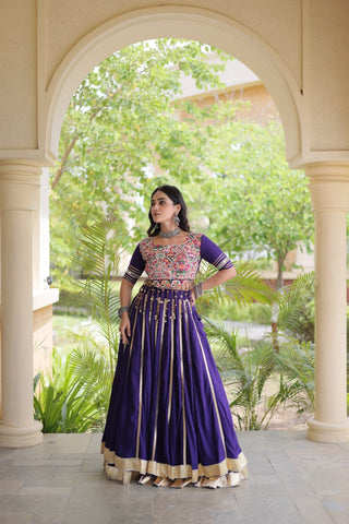Purple Lehenga Choli with Real Mirror work ClothsVilla